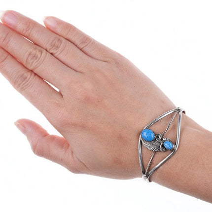 6" Vintage Navajo sterling and denim lapis bracelet - Estate Fresh Austin