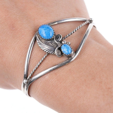 6" Vintage Navajo sterling and denim lapis bracelet - Estate Fresh Austin