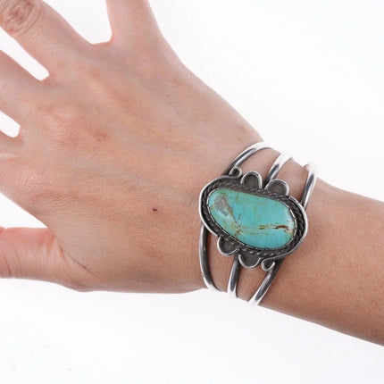6" Vintage Navajo Sterling and turquoise bracelet - Estate Fresh Austin