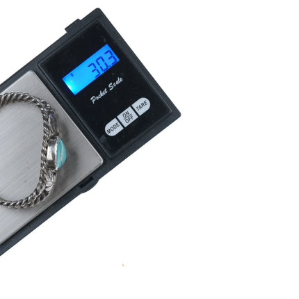 6" Vintage Navajo Twisted silver wire turquoise cuff bracelet - Estate Fresh Austin