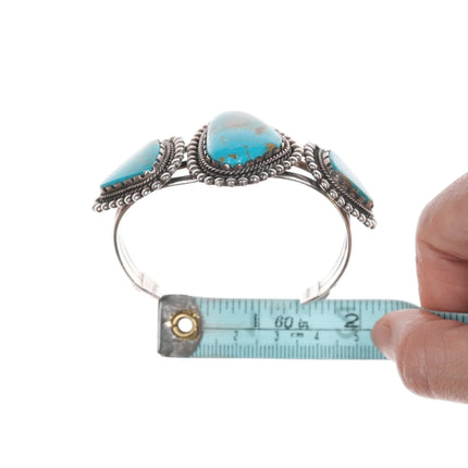 6" Vintage Nelson Navajo silver high grade turquoise cuff bracelet - Estate Fresh Austin