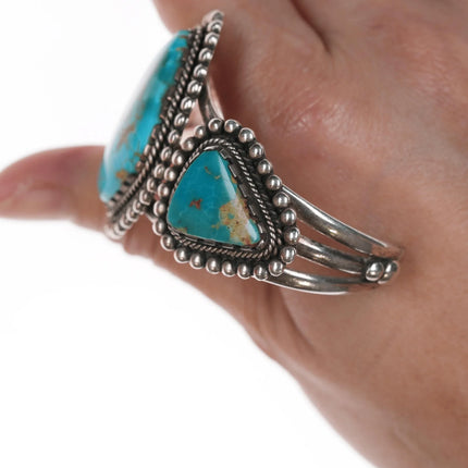6" Vintage Nelson Navajo silver high grade turquoise cuff bracelet - Estate Fresh Austin