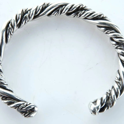6" Vintage Southwestern Sterling braided rope bracelet - Estate Fresh Austin