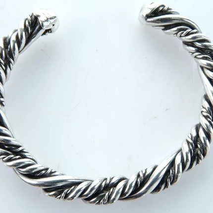 6" Vintage Southwestern Sterling braided rope bracelet - Estate Fresh Austin