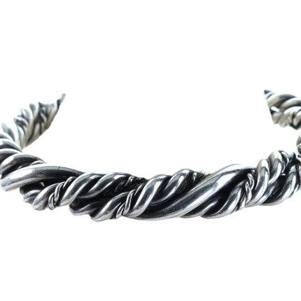 6" Vintage Southwestern Sterling braided rope bracelet - Estate Fresh Austin
