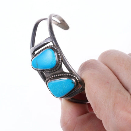6" Vintage Sterling and turquoise Native American cuff bracelet - Estate Fresh Austin