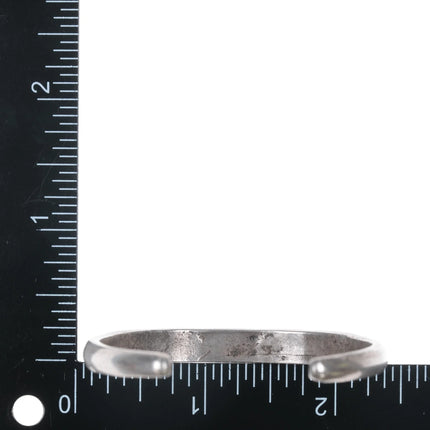 6" Vintage Zuni silver and oval turquoise channel inlay cuff bracelet - Estate Fresh Austin