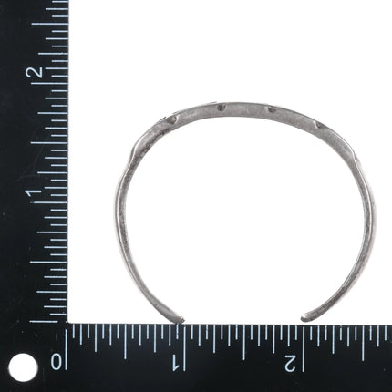 6" Vintage Zuni silver and oval turquoise channel inlay cuff bracelet - Estate Fresh Austin