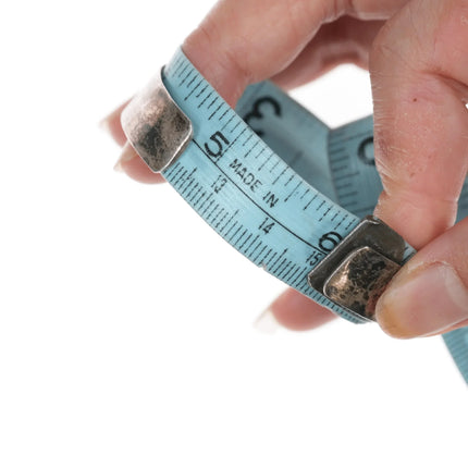 6" Vintage Zuni silver Channel inlay turquoise zig-zag cuff bracelet - Estate Fresh Austin