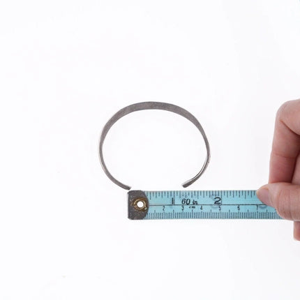 6" Vintage Zuni silver - turquoise and mother of pearl channel inlay bracelet - Estate Fresh Austin