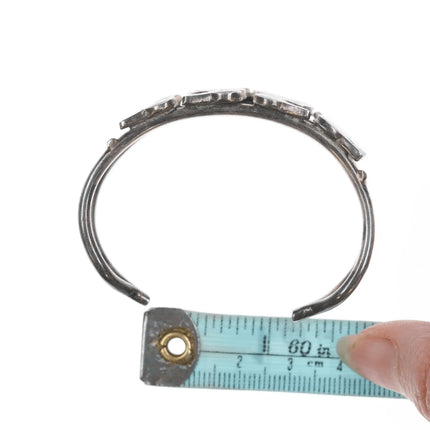 6" Vintage Zuni sterling penguins channel inlay cuff bracelet - Estate Fresh Austin