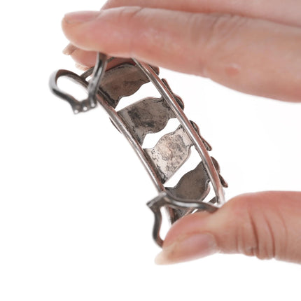 6" Vintage Zuni sterling penguins channel inlay cuff bracelet - Estate Fresh Austin