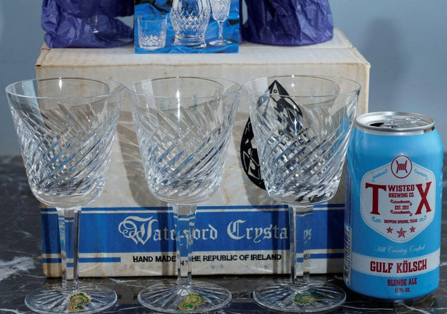 6 Waterford Michele New old stock Irish Crystal Claret Wine glasses - Estate Fresh Austin