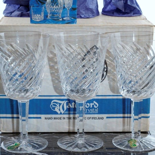 6 Waterford Michele New old stock Irish Crystal Water Goblets - Estate Fresh Austin