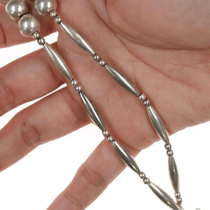 60's-70's Heavy Navajo Sterling beaded necklace - Estate Fresh Austin
