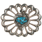 60's-70's Native American cast silver belt buckle with turquoise - Estate Fresh Austin