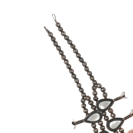 60's-70's Navajo Sterling Mother of Pearl squash blossom necklace - Estate Fresh Austin