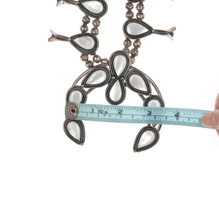 60's-70's Navajo Sterling Mother of Pearl squash blossom necklace - Estate Fresh Austin