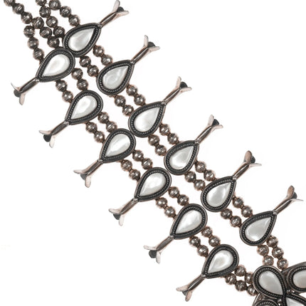 60's-70's Navajo Sterling Mother of Pearl squash blossom necklace - Estate Fresh Austin