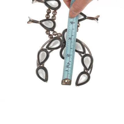 60's-70's Navajo Sterling Mother of Pearl squash blossom necklace - Estate Fresh Austin