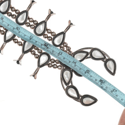 60's-70's Navajo Sterling Mother of Pearl squash blossom necklace - Estate Fresh Austin