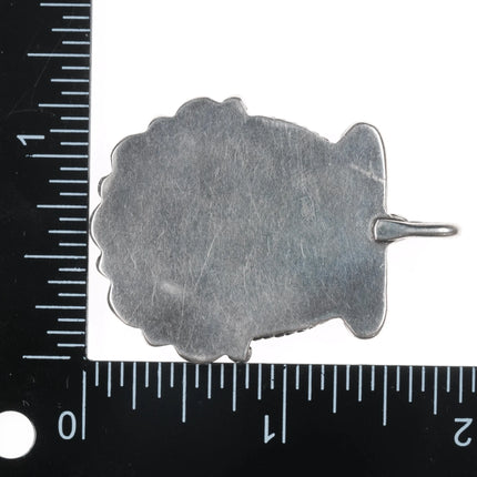 60's-70's Navajo sterling walnut shell turquoise chip inlay pendant - Estate Fresh Austin