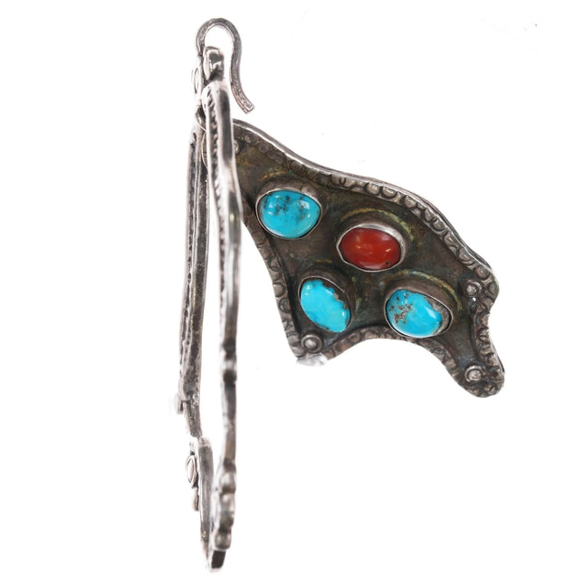 60's-70's Vintage Native American sterling - turquoise and coral pendant - Estate Fresh Austin