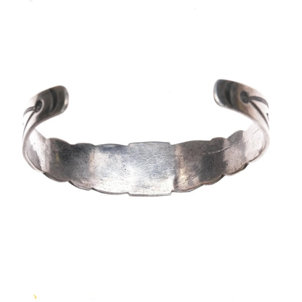 6.25" 1930's Navajo ingot silver turquoise cuff bracelet with amazing stampwork - Estate Fresh Austin