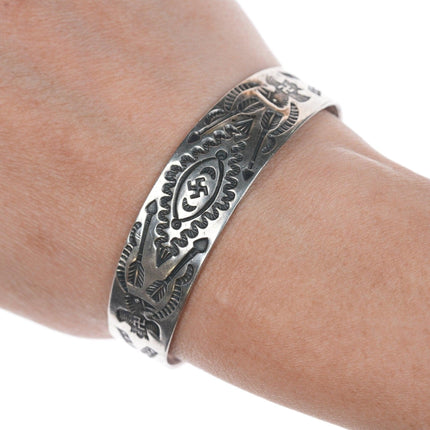 6.25" 1930's Whirling Log Navajo silver bracelet - Estate Fresh Austin