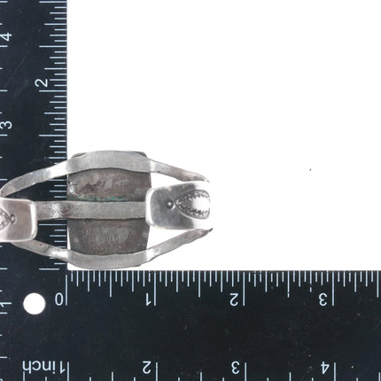 6.25" 1940's Navajo Sterling agate cuff bracelet - Estate Fresh Austin