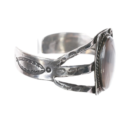 6.25" 1940's Navajo Sterling agate cuff bracelet - Estate Fresh Austin