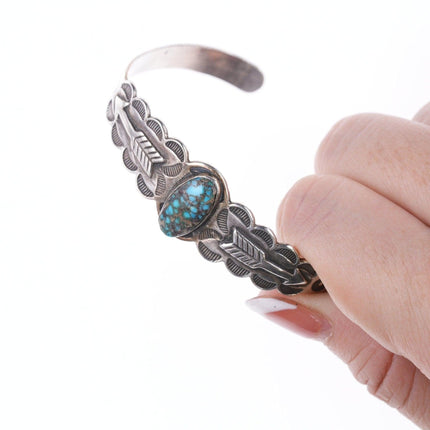 6.25" 1943 Dated High Grade spiderweb turquoise Fred Harvey era sterling bracele - Estate Fresh Austin