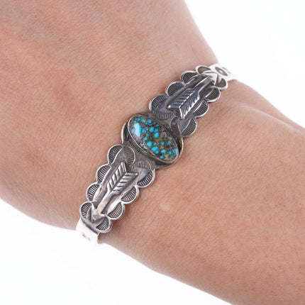 6.25" 1943 Dated High Grade spiderweb turquoise Fred Harvey era sterling bracele - Estate Fresh Austin