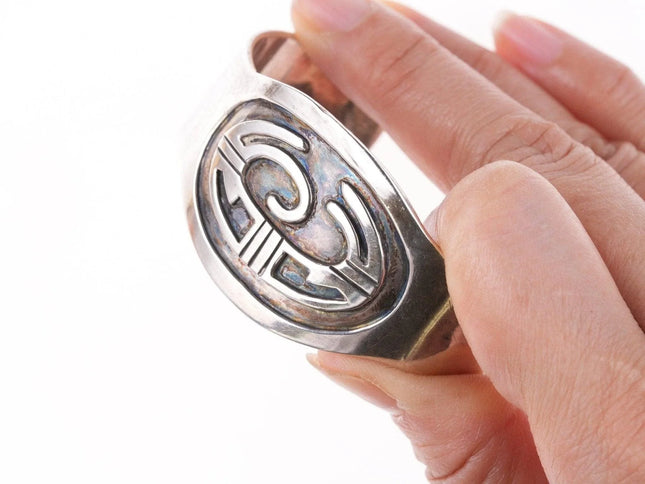 6.25" 1950's Ted Wadsworth Hopicrafts Hopi Overlay silver bracelet - Estate Fresh Austin