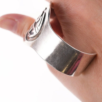 6.25" 1950's Ted Wadsworth Hopicrafts Hopi Overlay silver bracelet - Estate Fresh Austin