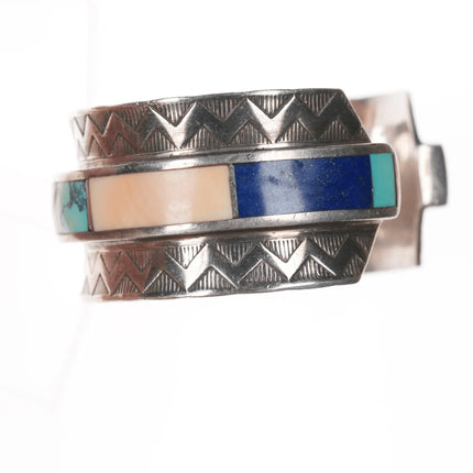 6.25" Benny Armijo Navajo high grade inlay modernist sterling cuff bracelet - Estate Fresh Austin