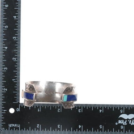 6.25" Benny Armijo Navajo high grade inlay modernist sterling cuff bracelet - Estate Fresh Austin