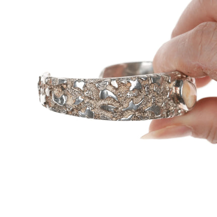 6.25" 1980's Masha Southwestern sterling and stone nugget cuff bracelet - Estate Fresh Austin