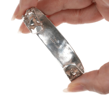 6.25" 1980's Masha Southwestern sterling and stone nugget cuff bracelet - Estate Fresh Austin