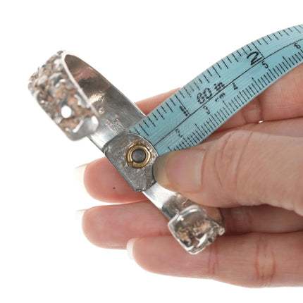 6.25" 1980's Masha Southwestern sterling and stone nugget cuff bracelet - Estate Fresh Austin