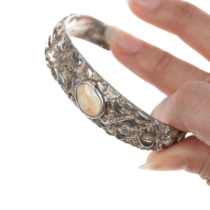 6.25" 1980's Masha Southwestern sterling and stone nugget cuff bracelet - Estate Fresh Austin