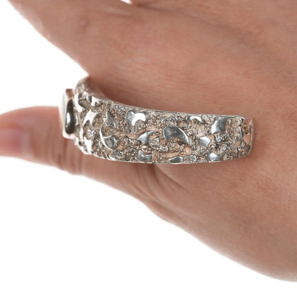 6.25" 1980's Masha Southwestern sterling and stone nugget cuff bracelet - Estate Fresh Austin