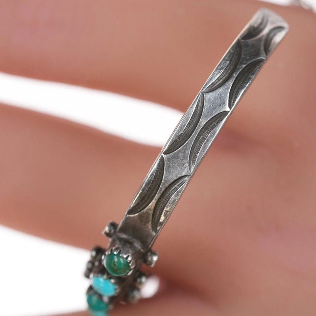 6.25" 20's-30's Native American Silver and turquosie snake eye cuff bracelet - Estate Fresh Austin