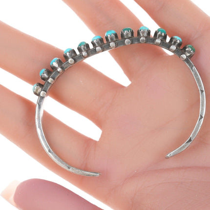 6.25" 20's - 30's Native American Silver and turquosie snake eye cuff bracelet - Estate Fresh Austin