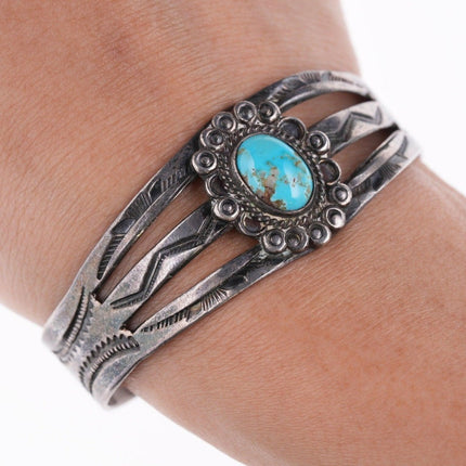 6.25" 30's-40's Fred Harvey Era sterling and turquoise bracelet - Estate Fresh Austin