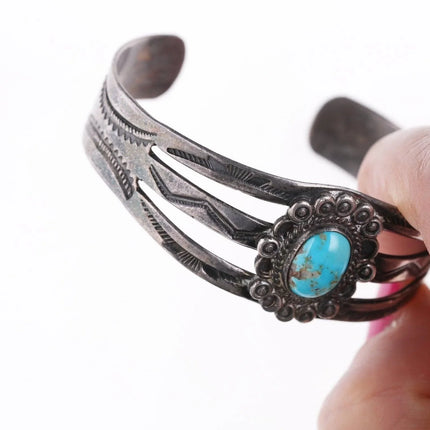 6.25" 30's-40's Fred Harvey Era sterling and turquoise bracelet - Estate Fresh Austin