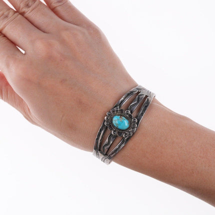 6.25" 30's-40's Fred Harvey Era sterling and turquoise bracelet - Estate Fresh Austin