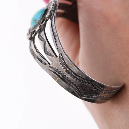 6.25" 30's-40's Fred Harvey Era sterling and turquoise bracelet - Estate Fresh Austin