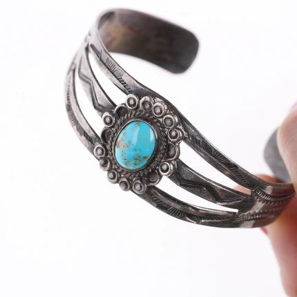 6.25" 30's-40's Fred Harvey Era sterling and turquoise bracelet - Estate Fresh Austin