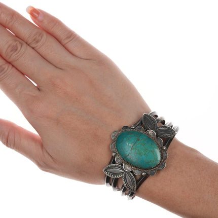 6.25" 30's - 40's Navajo silver and turquoise bracelet - Estate Fresh Austin